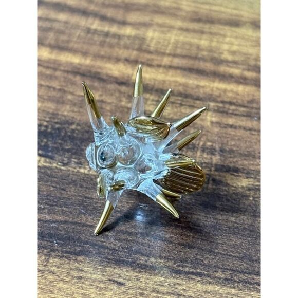 Glass Puffer Fish Figurine 1.75" w/ Gold Tips - Picture 5 of 6